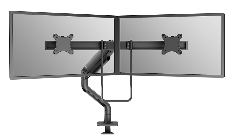 Neomounts NEXT One Desk Mount double display crossbar (Topfix clamp/grommet)