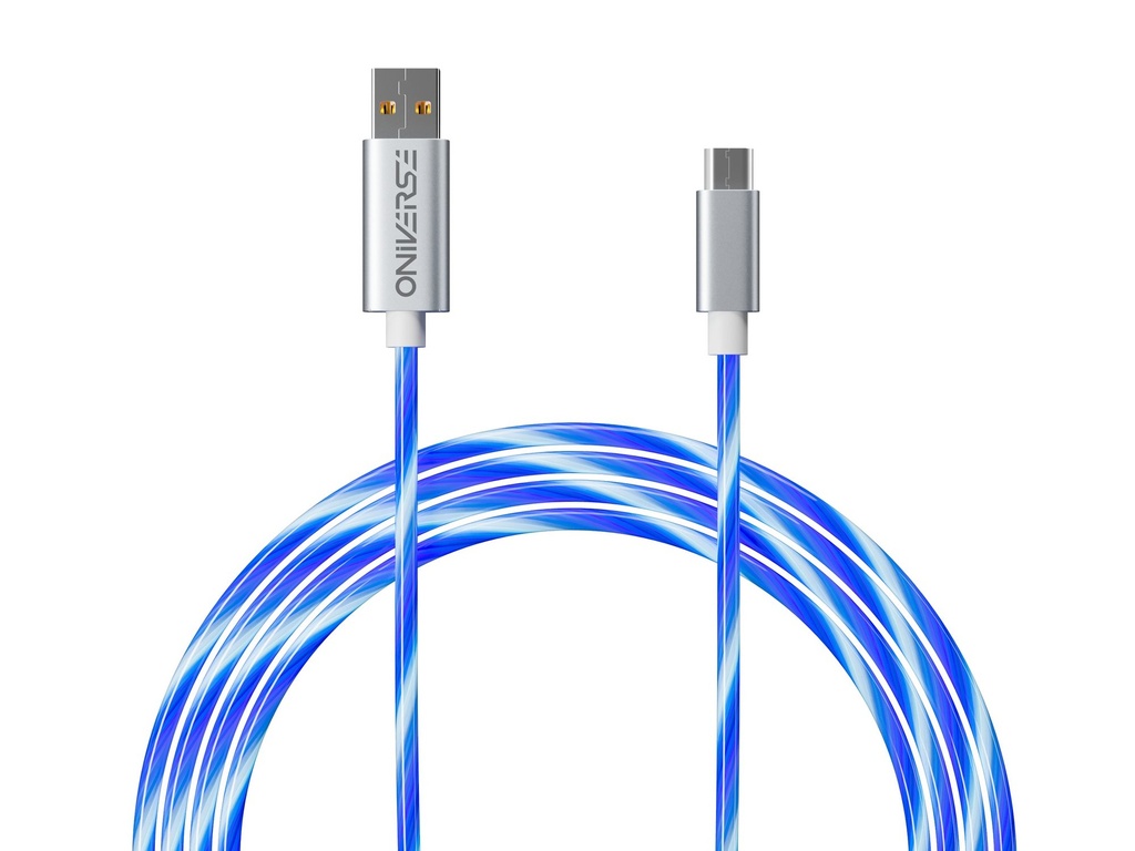 Oniverse Oniverse ONICAB1-MICUSB2-WHT USB-kabel 2 m USB A Micro-USB B Blauw, Zilver