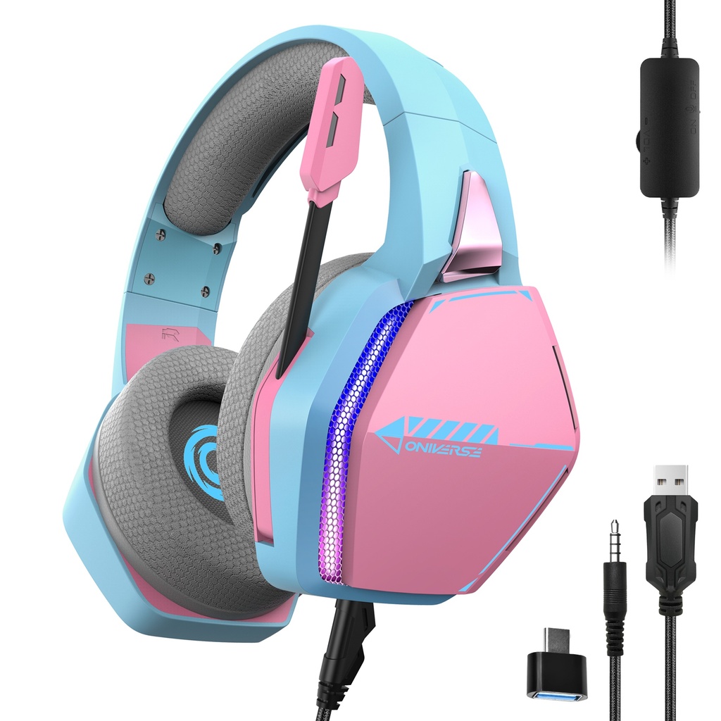 [ONIHSNEB-MLT-DIVPN] Oniverse Oniverse Nebula Headset Bedraad Hoofdband Gamen USB Type-A Cyaan, Roze