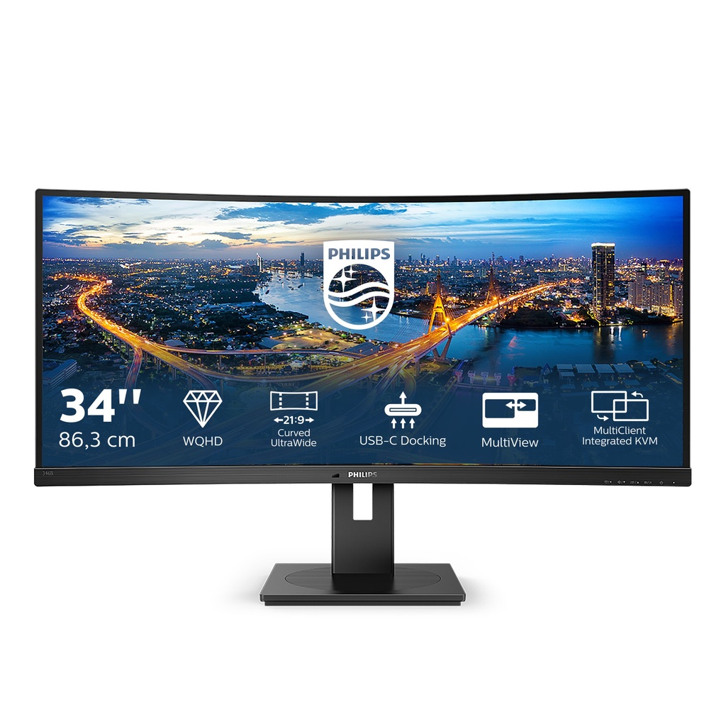 [346B1C/00] Philips Philips B Line 346B1C/00 computer monitor 86,4 cm (34") 3440 x 1440 Pixels Quad HD LCD Zwart