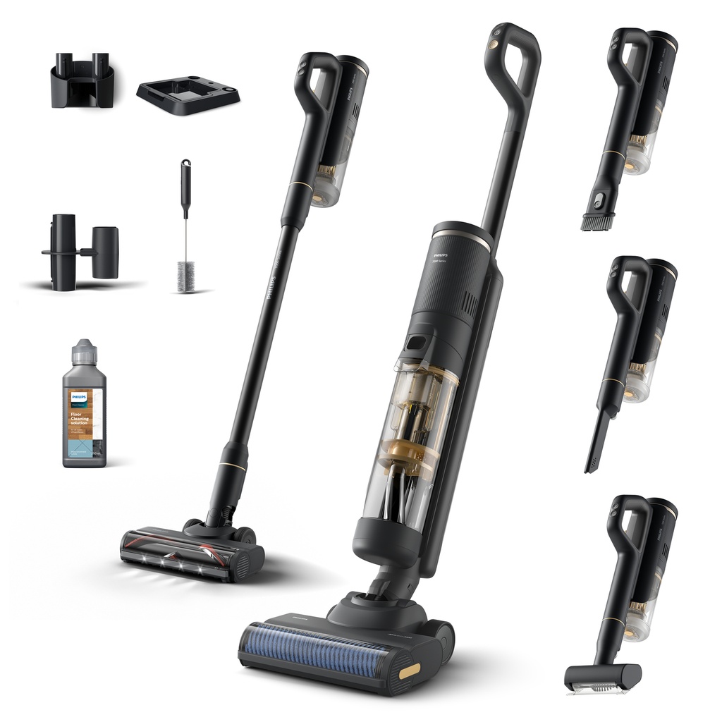 Vacuum cleaner 3-in-1: Vacuum & Mop + Vacuum + Handheld AquaSpin 2500 RPM Single Brush After-Clean & Storage Station Wall Mount Long Crevice Tool Combination To