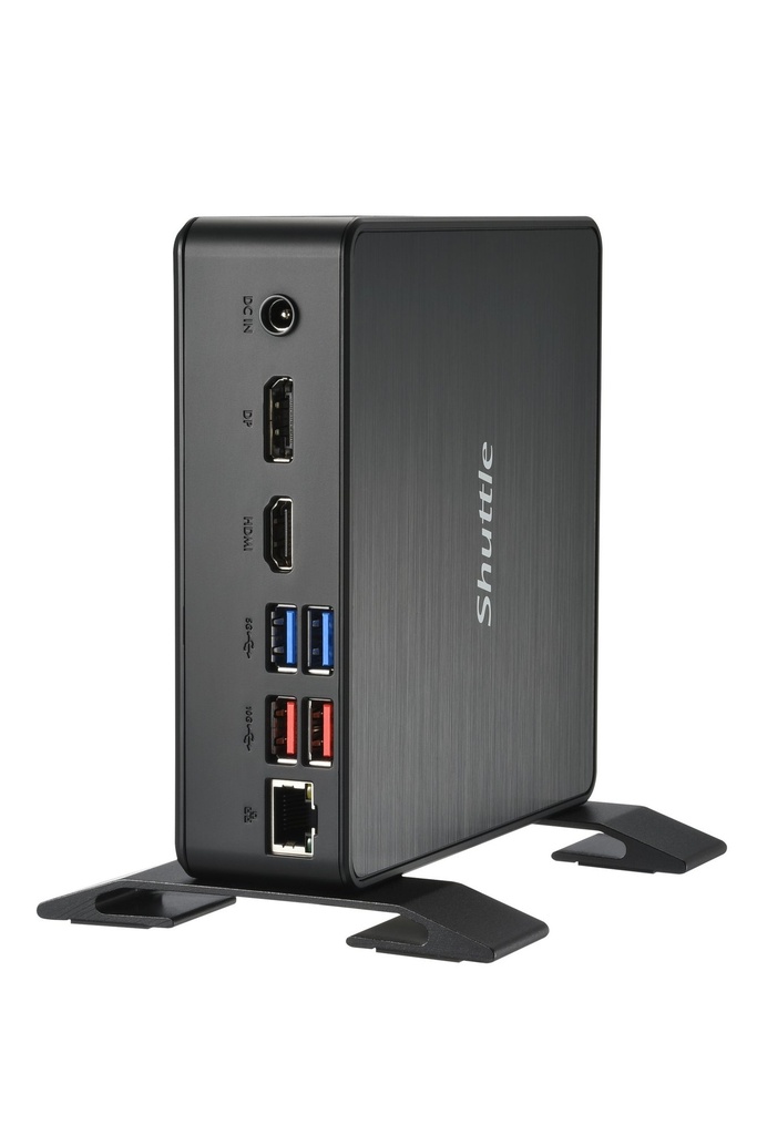 [NC40U] Shuttle Shuttle XPC Nano PC NC40U, Intel Celeron 7305U, 1x HDMI, 1x DP,1xUSB-C/DP, 6x USB3.2, 1x 2.5" bay, 2x M.2, 1x LAN, RAID, 24/7 permanent gebruik, incl. VESA & Stand